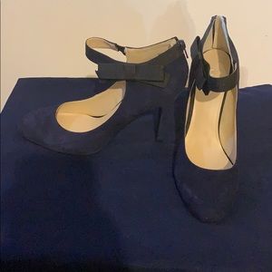 Navy blue suede heels. New w/o tags